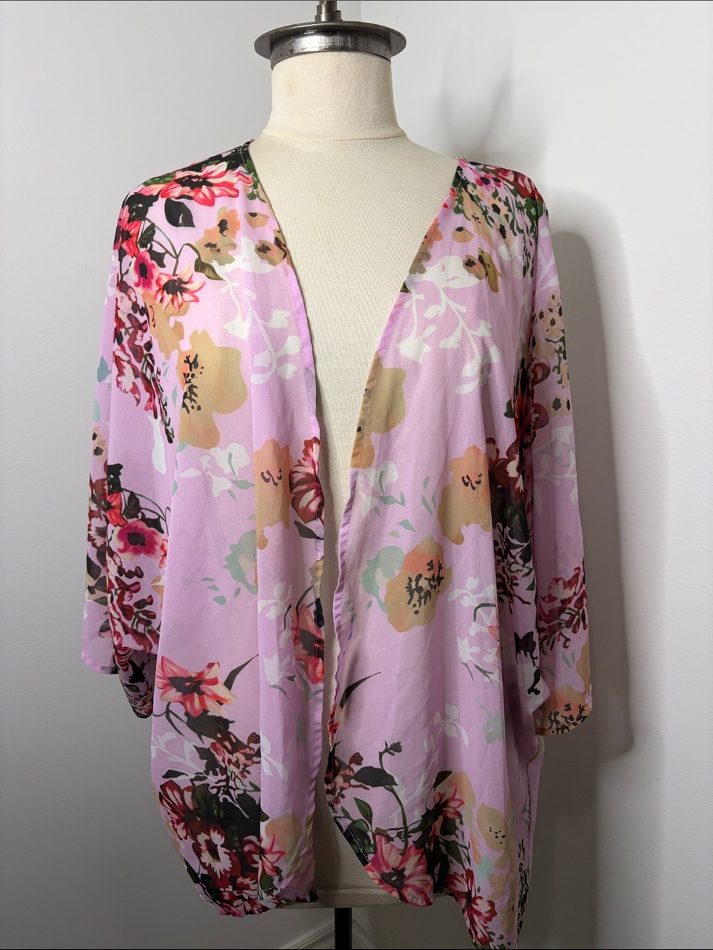 Light Pink Floral Kimono Wrap